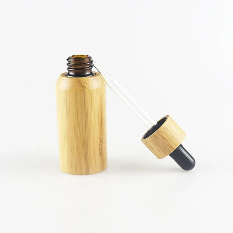 

Empty Refillable reacycle Bamboo Glass Eye Dropper Bottle Essential Oil E juice E liquid oil CBD cream jars，costemic tools