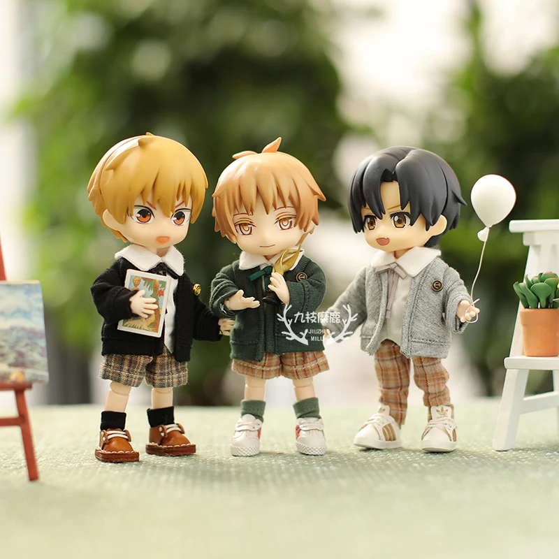 Obitsu 11 Doll School Uniform Clothes Suit (Shirt+Trousers+Socks+Tie) for OB11,molly,1/12 bjd Doll Clothes Outfit Accessories