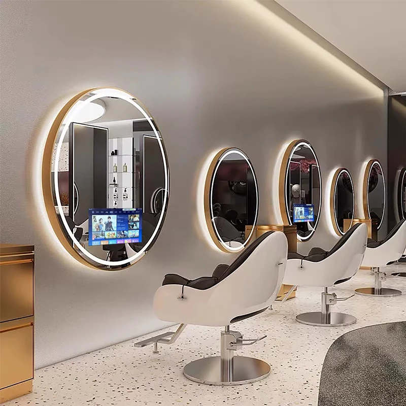 Floor-to-ceiling full-length mirror for hair cutting in smart perm hair salons