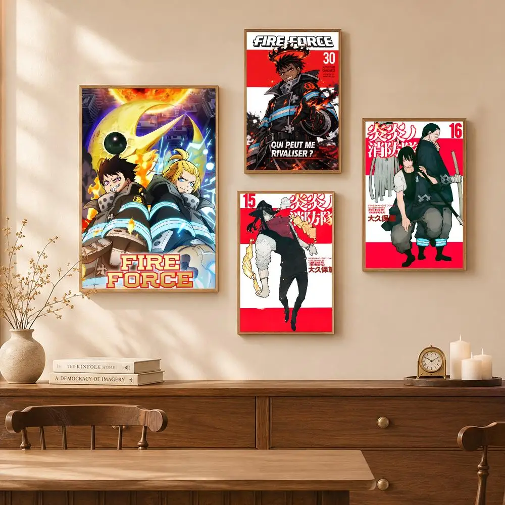 Action Anime F-Fire Force Poster Self-Adhesive Wall Art Poster HD Waterproof PP Bedroom Cafe Gym Home Decor Gift