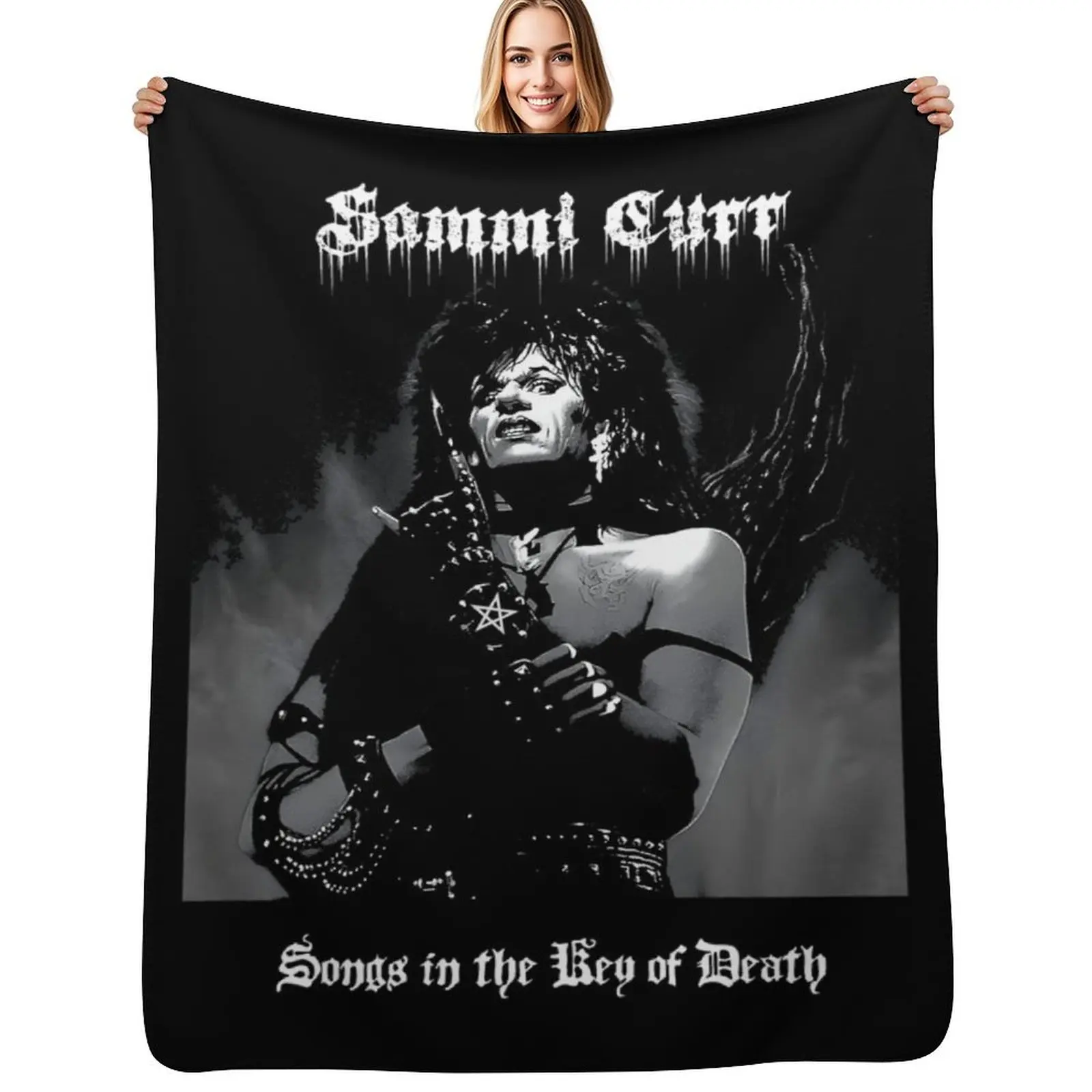 Sammi Curr Black Metal Classic Throw Blanket Vintage Custom For Sofa Thin Hair halloween Kid'S Blankets