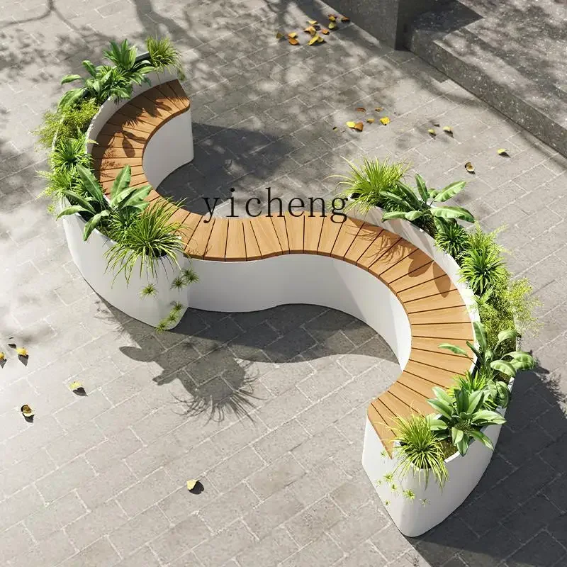 outdoor flower box card seat combination special-shaped stainless steel planting box fence partition restaurant milk