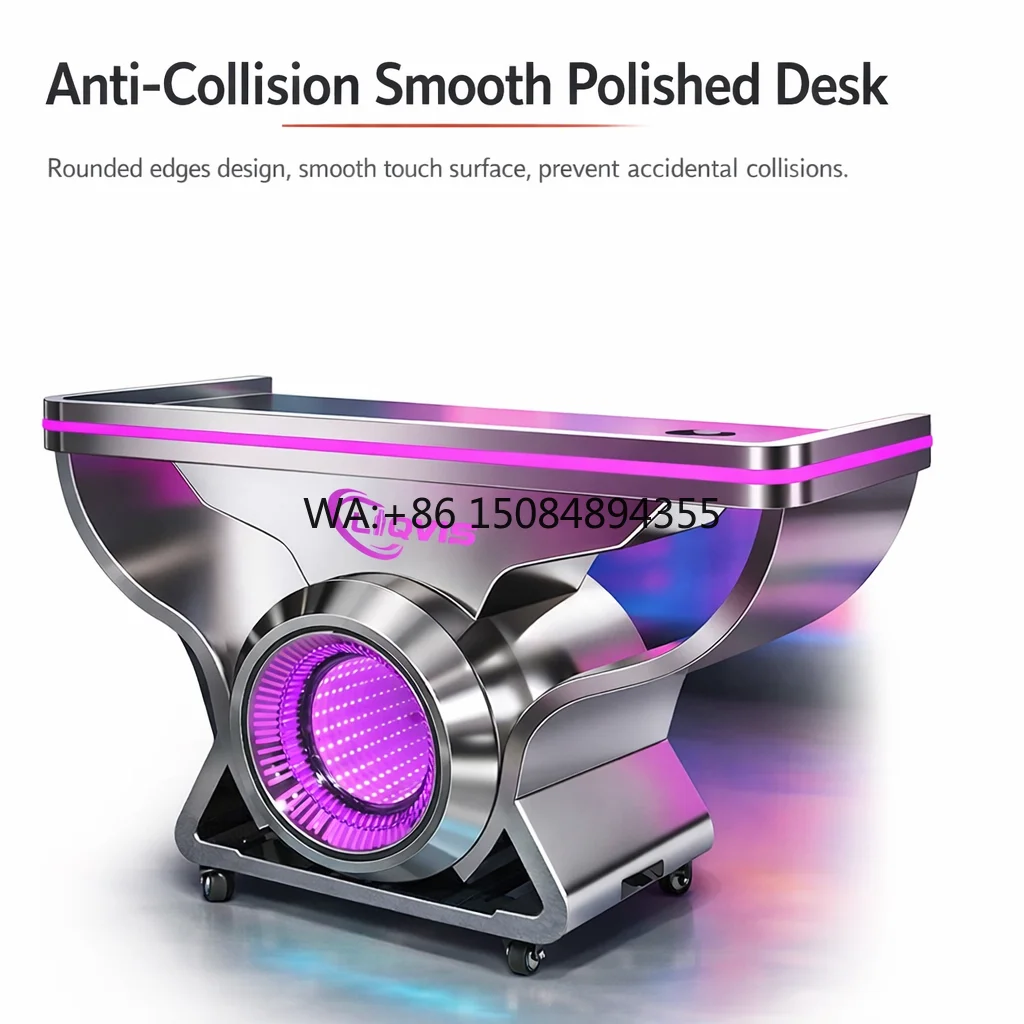 

LiqVis Luxury Custom Logo Colorful Lighting LED DJ Booth Portable Glass Metal Stainless Steel Table for Nightclub Karaoke Room