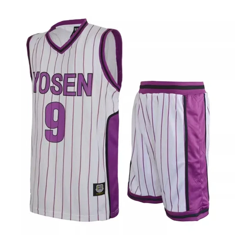 Kuroko No basuke anime cosplay yosen basket school uniform murasakikara Atsushi Jersey Set 9 12 sportswear tshirt shorts costume