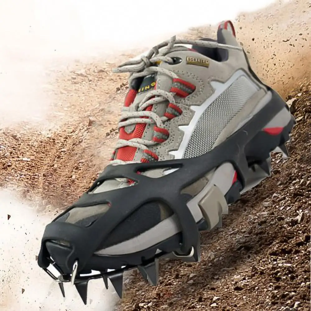 

1 Pair 18 Teeth Anti-Slip Ice Snow Grips Shoe Boot Traction Cleat Spikes Crampon