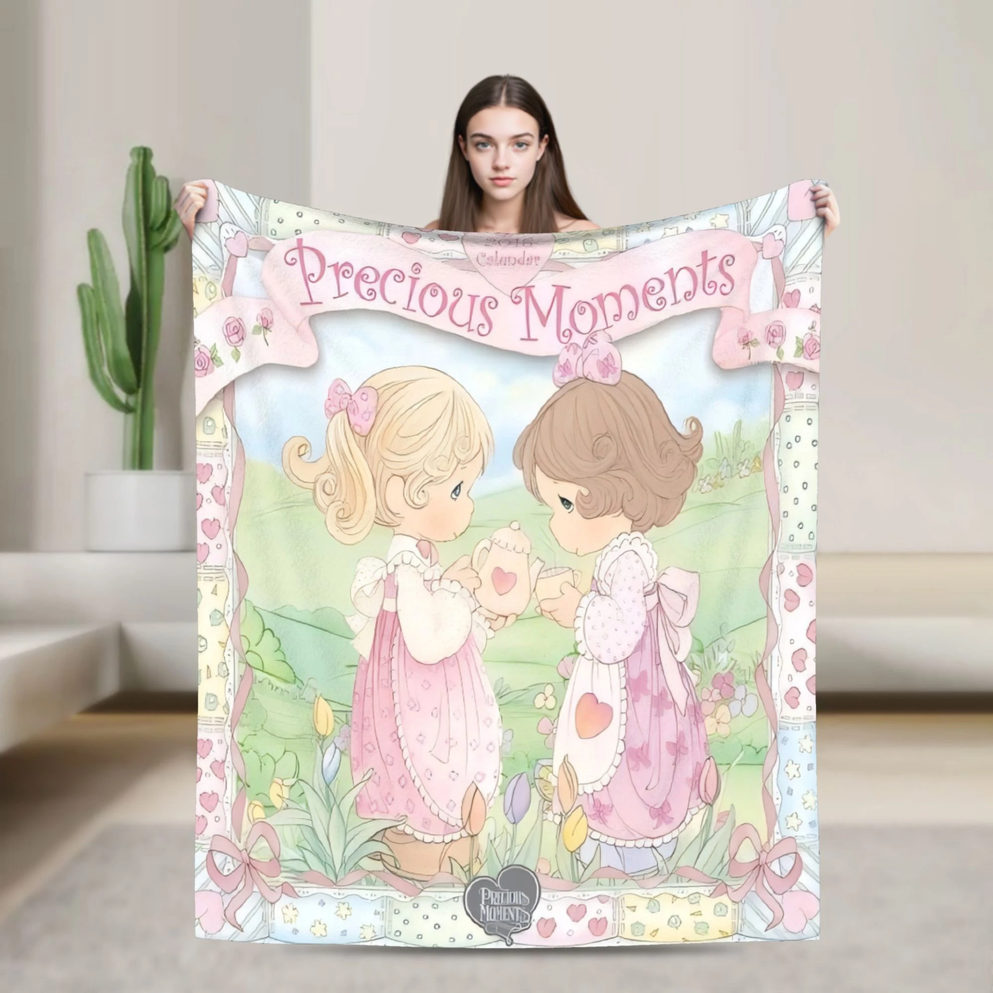 Couverture en polaire VIKAMA Vintage « Moment Précieux » pour chambre de fille, décoration de chambre d'enfant, couverture de canapé, cadeau d'anniversaire