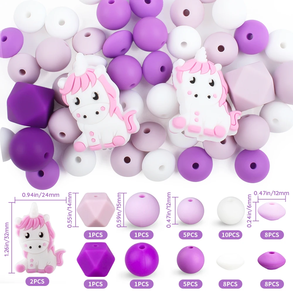 50Pcs/Set Silicone Beads Big Nose Unicorn Shape Jewelry Accessories Toys Set For DIY Bracelets Pacifier Chain Desirable Wacky