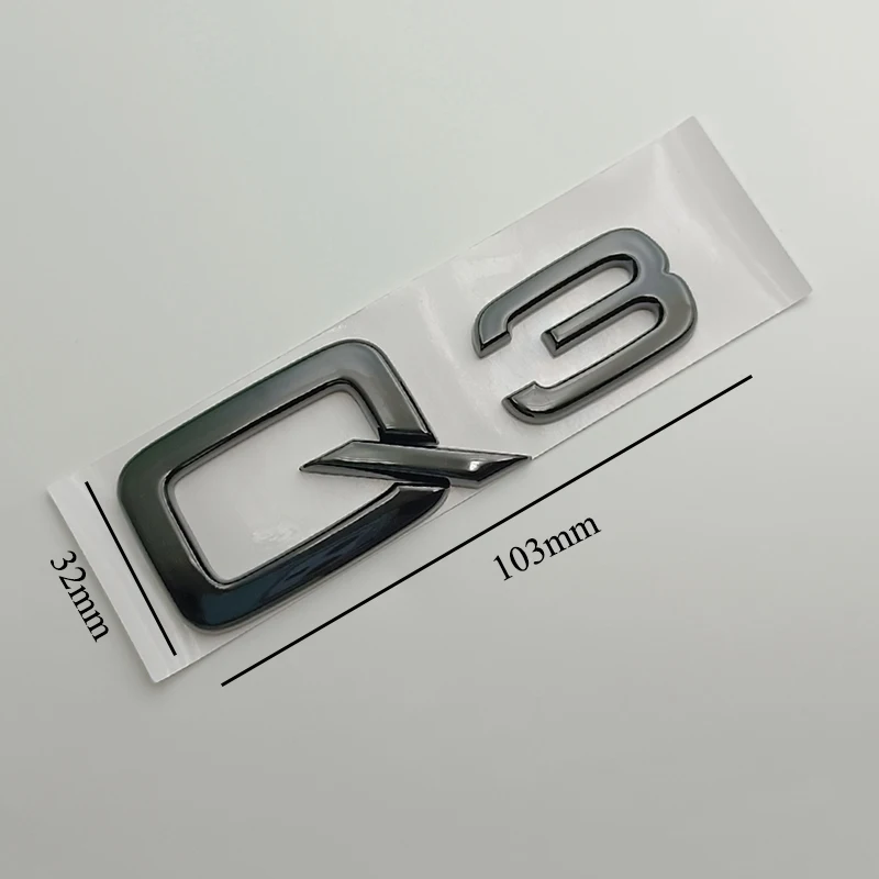 3d ABS Adhesive Chrome Black Car Rear Trunk Number Letters Sticker For Q2 Q3 Q5 Q7 Q8 Logo Emblem Nameplate Badge Accessories