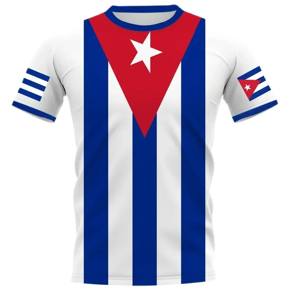 Cuban Flag 3D HD Printed Men's and Women's Summer Fashion Features Casual Sports Loose Crew Neck Short Sleeve T-shirt Top New