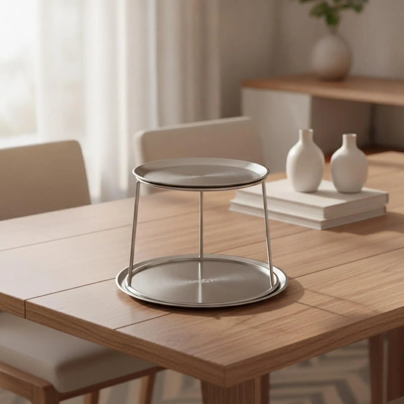 Support de service en acier inoxydable à double couche pour comptoir de cuisine, présentoir à aliments à plusieurs niveaux, support pour table de buffet