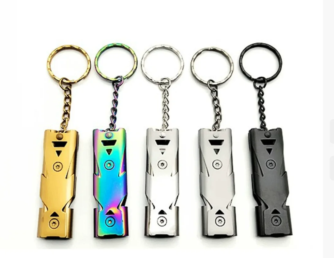 

Double Pipe Whistle Pendant Keychain High Decibel Portable Outdoor Survival Emergency Camping Tool Multifunction Whistle 1PC