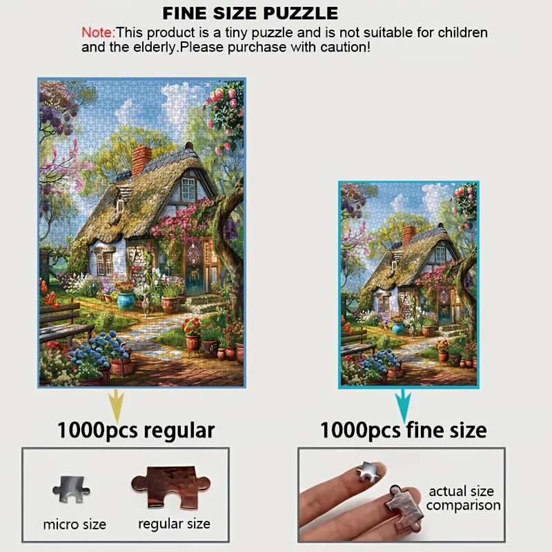 Charming Thatched Cottage Garden Jigsaw Puzzle Adult Kids Leisure Intellectual Game Rural Scenery Home Decor Puzzle Toy