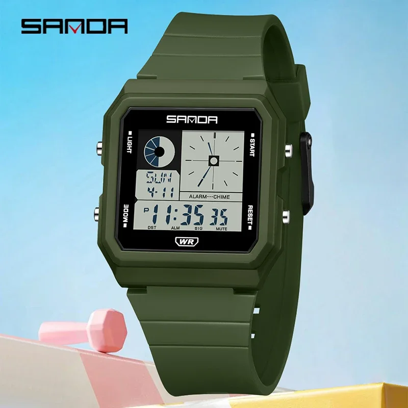 SANDA New Fashion Electronic Watch Multifunction Alarm Clock Luminous Calendar Waterproof Sports Casual Student Digital Watches