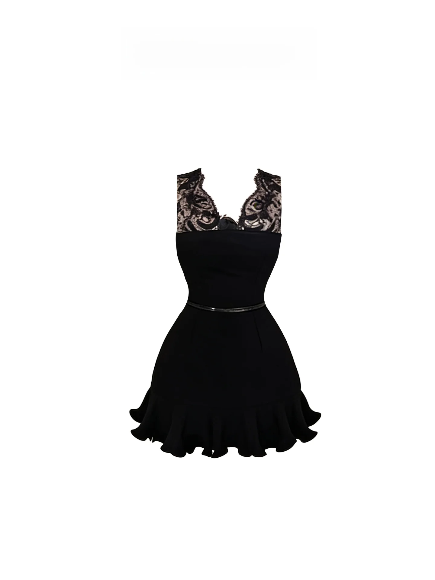 

HEZA Sexy Spicy Girl Lace Patchwork V-ne Dr Women Summer Design Sensual Frilled Hem ort Skirt French Sle Slim Fit