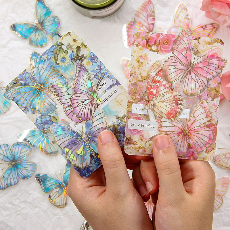 20 pcs/pack Butterfly PET Stickers Scrapbooking Materials DIY Art Collage Junk Journal Decor Stationery Planner Diary Stickers