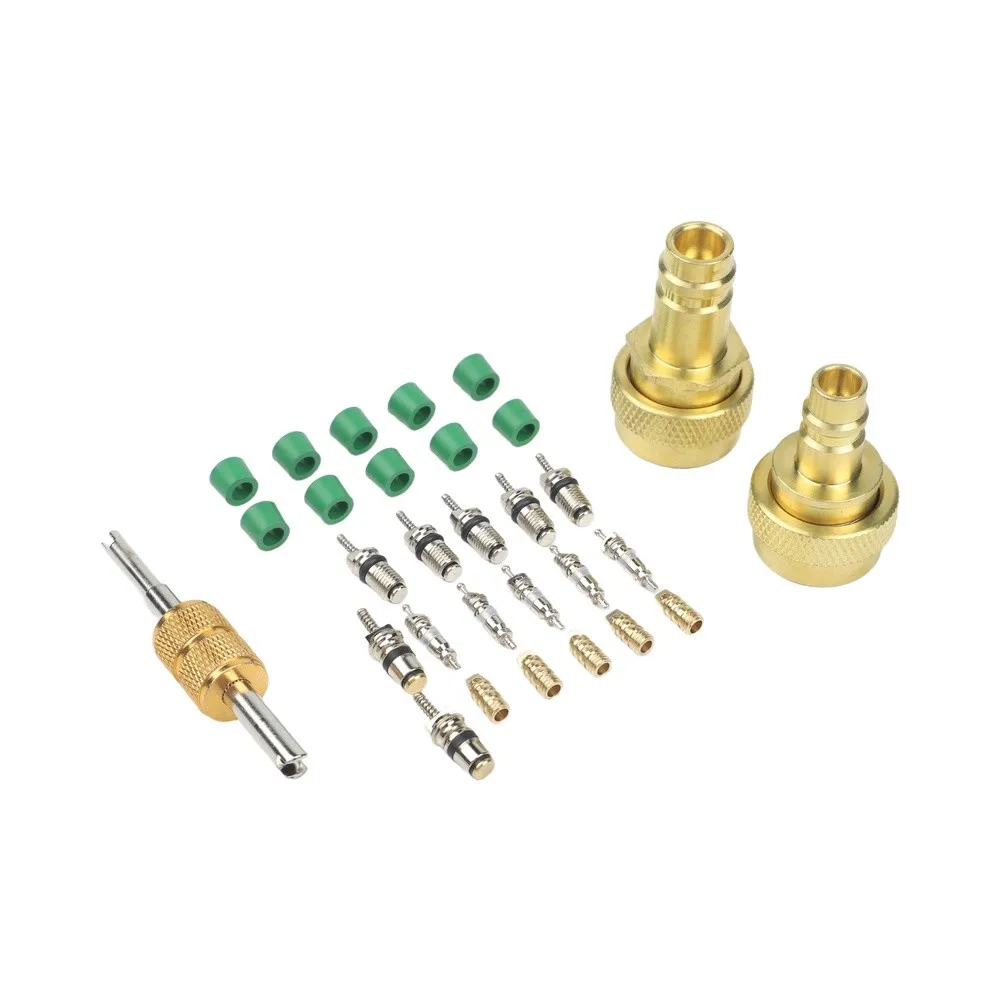 30Pcs To R134A Quick Coupler Adapter Kit High Low Side A/C Fitting Valve Core Removal Tool For Car Air Conditioning Repair
