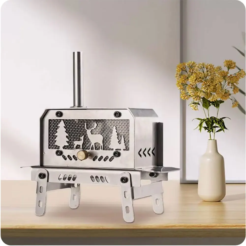 Camping Wood Stove Portable For Tent Stainless Steel Portable Tent Stove Decorative Incense Holder Christmas Tree And Elk Table