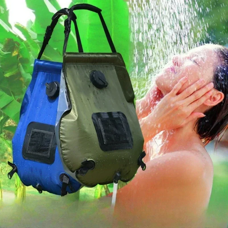 

Solar Shower Bag Portable Heating Bathing Water Storage Bag 20L Solar Hiking Camping Shower Bag Hose Switchable Shower Head