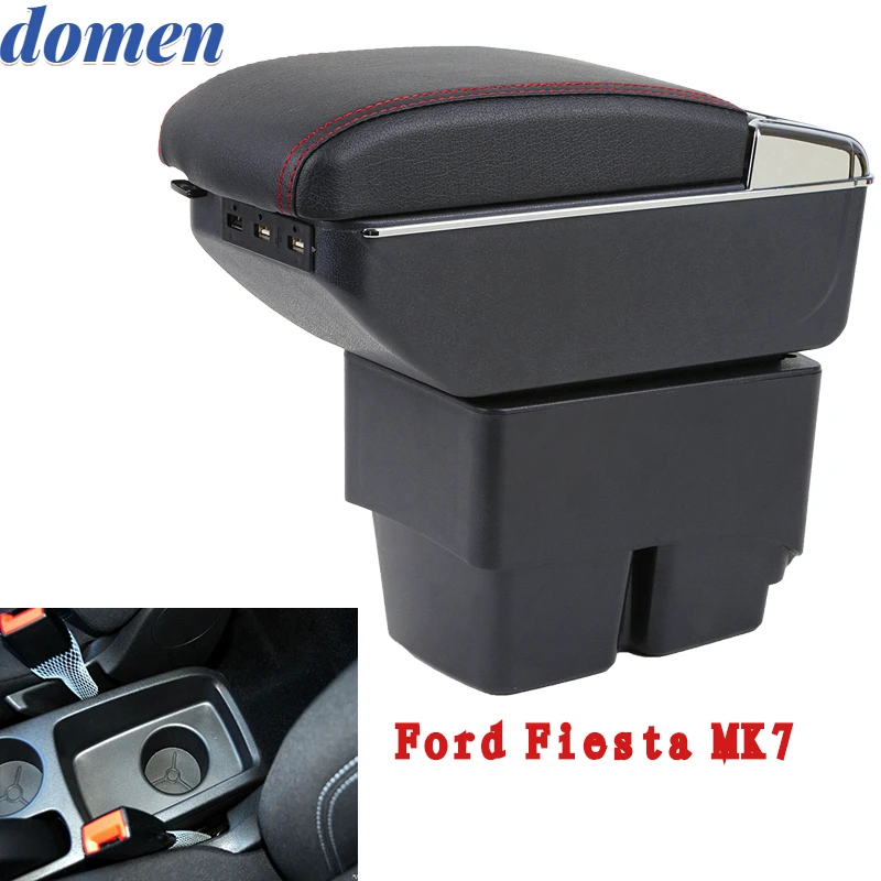 

For Ford Fiesta MK7 Armrest Box 2009-2019 Central Store Centre Console with cup holder car-styling products accessories part 3 6