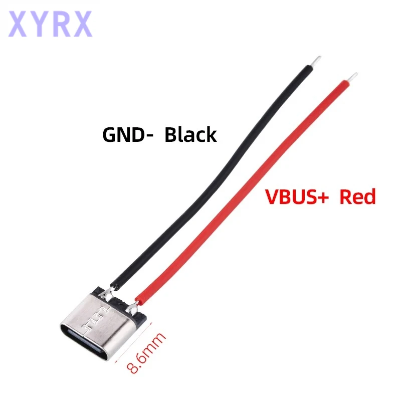 In spot 10Pcs Micro USB Type-C 2Pin Horizontal / Vertical 2P Simple Soldered Male Plug-in Board Quick Charging USB-C Connector