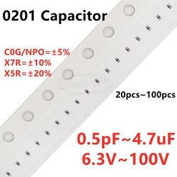 0201 SMD Capacitor 1PF2.2PF3.3PF4.7PF6.8PF8.2PF10PF220PF330PF470PF680PF1NF22NF47NF10NF100NF0.1UF1UF2.2UF4.7UF102 103 104 105 50V