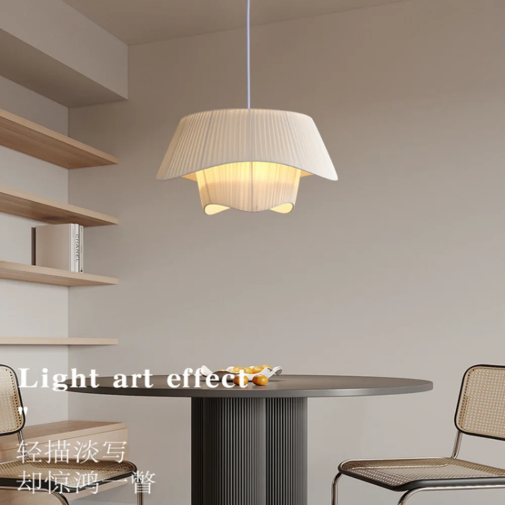 French Pendant Light Nordic INS Style Fabric Design Pendant Lamp Bedroom Living Main Light Dining Table Restaurant Pendant Light