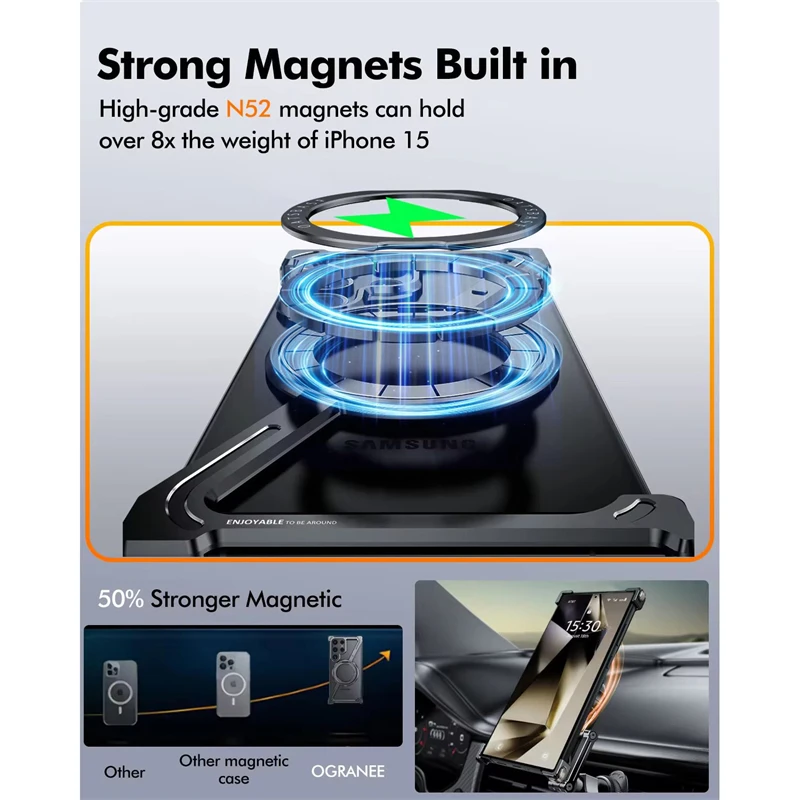 Para Samsung Galaxy S25 Ultra marco de Metal de lujo con marco de Metal magnético en forma de Z funda de teléfono soporte para Samsung S24 Ultra