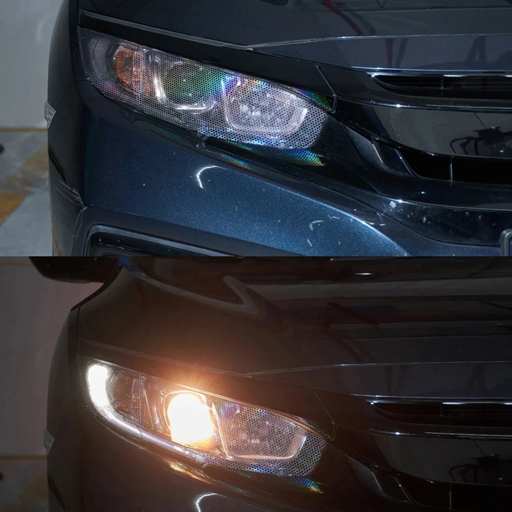Car Motorcycle Vinyl Wrap Foil Laser Honeycomb Headlight Taillight Tint Film Modify Color Changing Stickers Car Styling