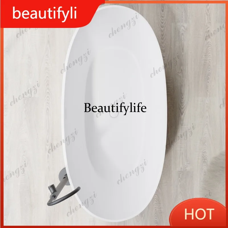 A139 Polymer Bathtub Freestanding Integrated Bathtub Qimei Stone High-End Hotel Bathtub