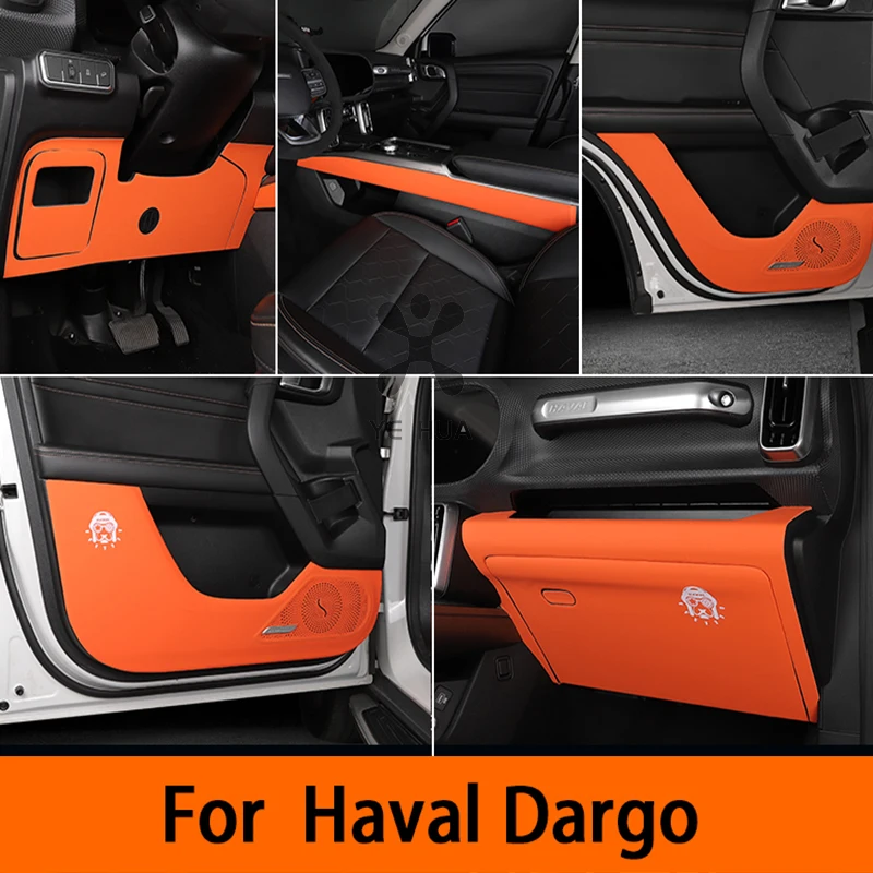 Car Door Anti Kick Pad Leather Protection Film For GMW Haval Dargo 2023 Dargo X 2024 Protector Stickers Trim Car Accessories