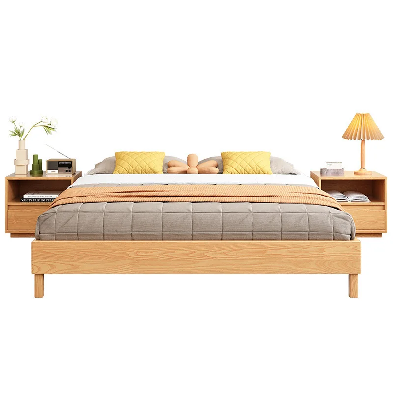 Nordic simple ash wood bedless tatami rental room B & B apartment household small apartment bedroom solid wood bed