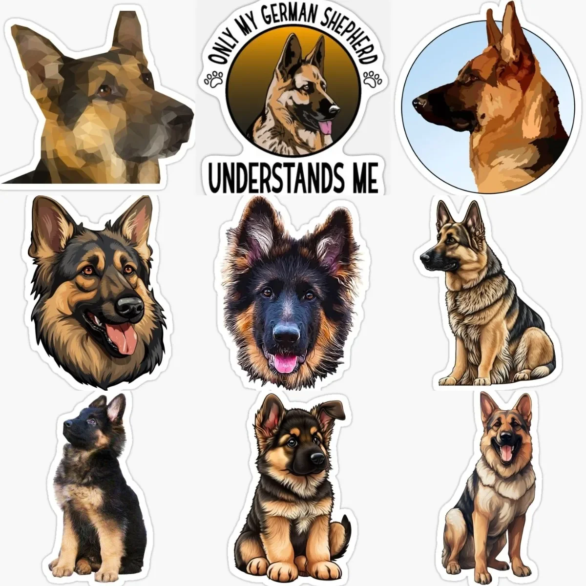 

German Shepherd Dog Cute Creative Stickers Motorcycle Window Truck Bicycle Car Wall Room Bicycle Box Table Helmet Off-road Decal