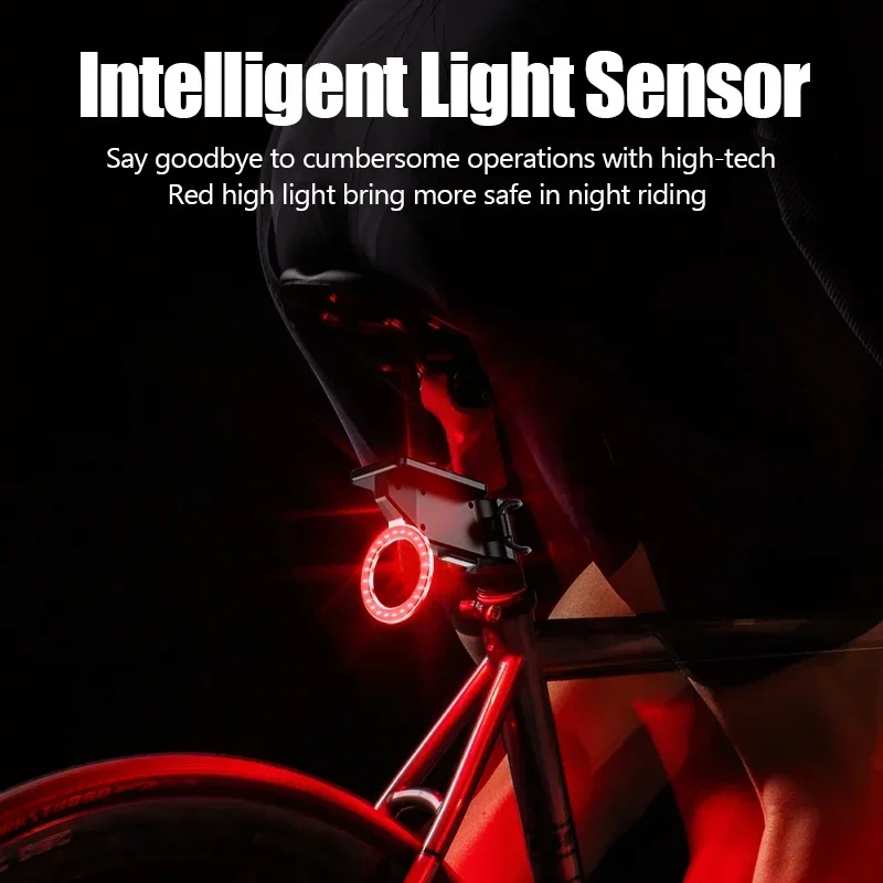 New Bicycle Brake Waterproof Tail Light Round&Love Shape Solar Energy Bike Rear Lamp High Brightness Warning Rear Lamp MTB Road