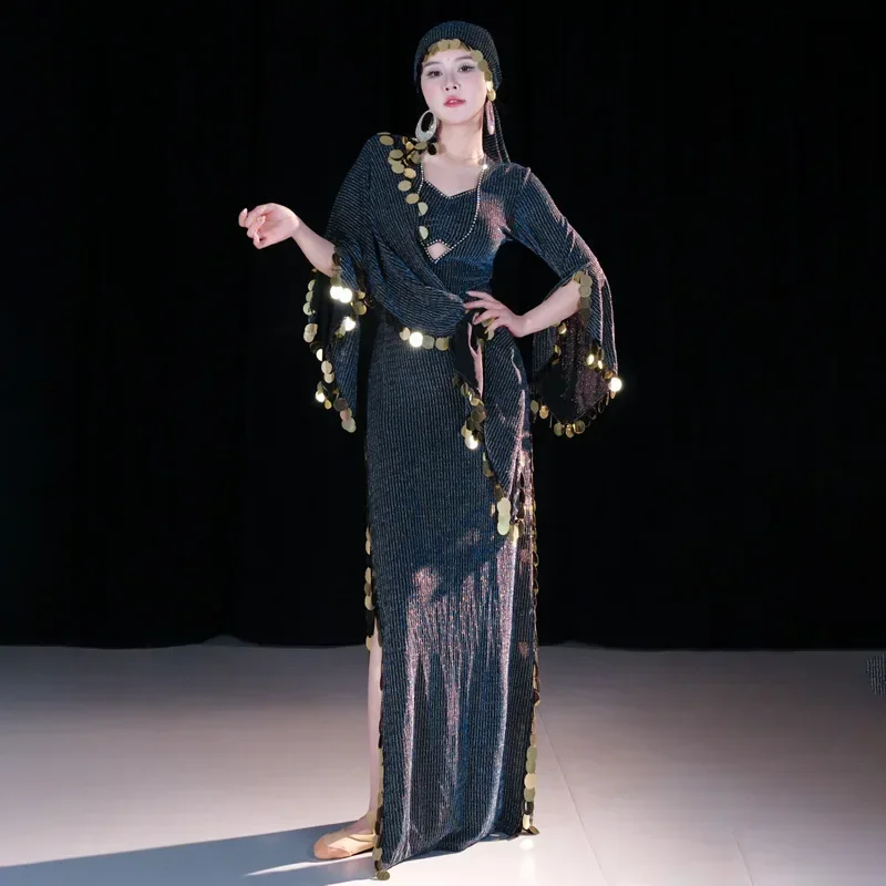 Trajes de dança do ventre robe leite seda ouro lantejoulas vestidos de dança baladi folk personalizado baladi shaabi roupas de dança oriental para adulto