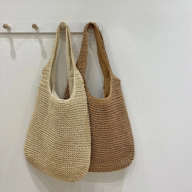 Weave Tote Bag Ladies Travel Bag Large Capacity Summer Beach Straw Handbag and Purse Female Bohemian Shoulder Bag for Women