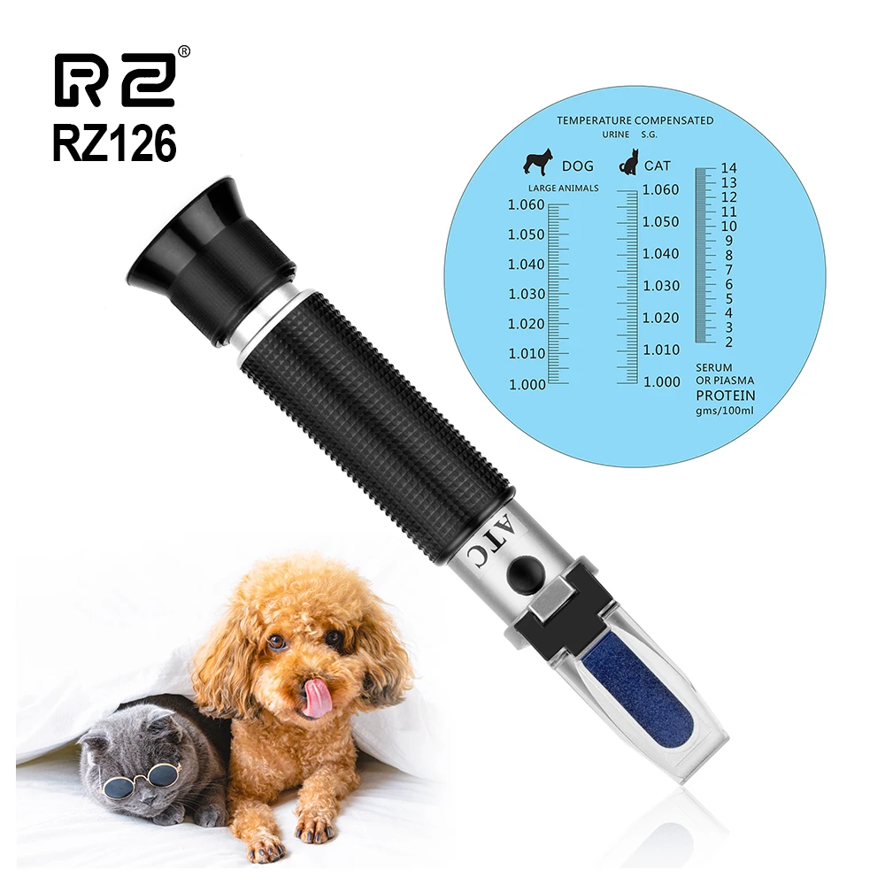 RZ Pet Dog Cat Refractometer Handheld Pet Urine SG 1.000~1.050 Clinical Refractometer ATC Serum or Plasma Protein Tester RZ126