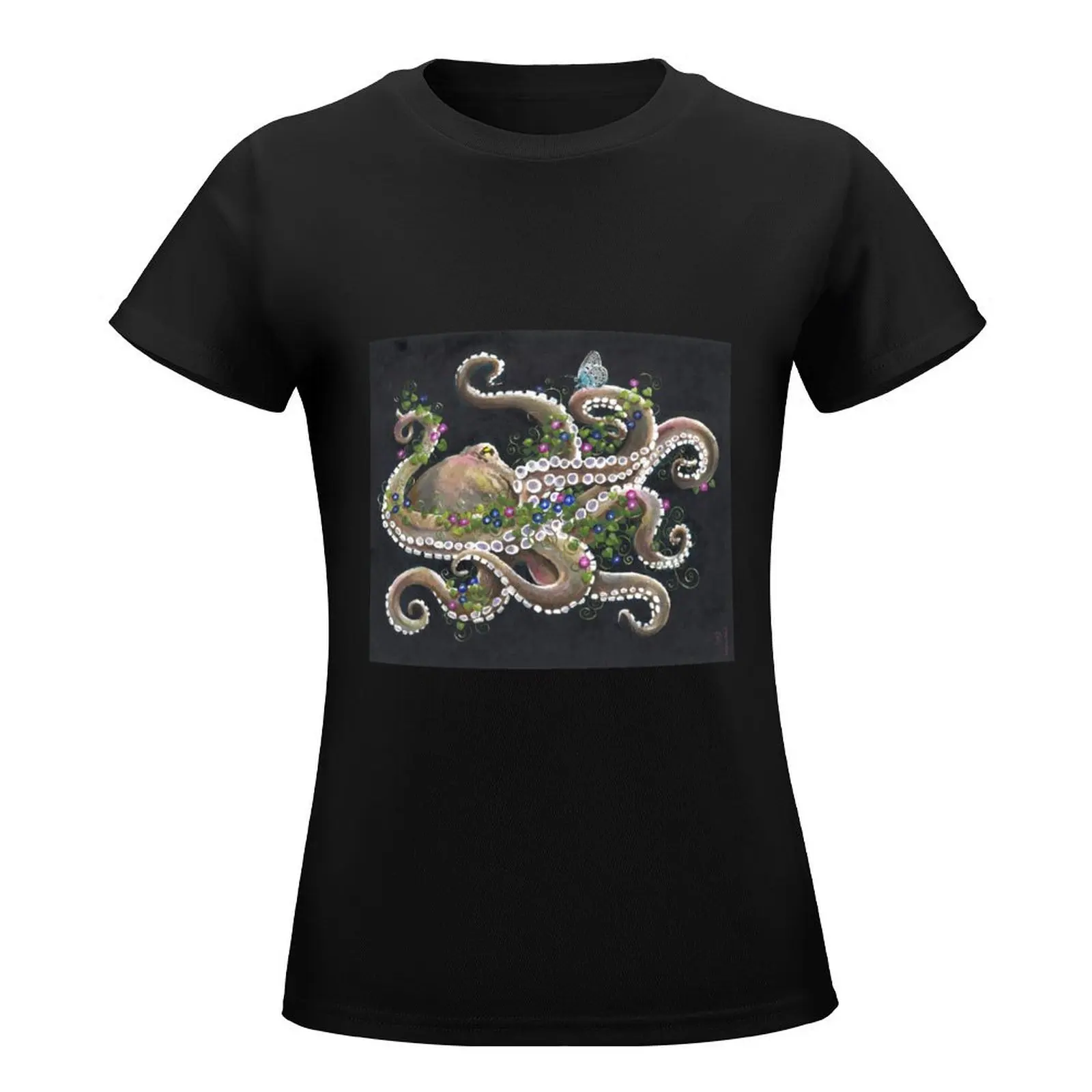 The Octopus Who Became a Garden T-Shirt tops Blouse plus size tops Short sleeve tee Women t-shirts