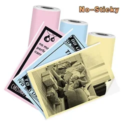 Thermal Paper Roll Pink/Blue/Yellow Non-Sticky Paper for M02L/M02X/T02 Pocket Printer for Study Note Journal Stickers 3Roll/Boxs