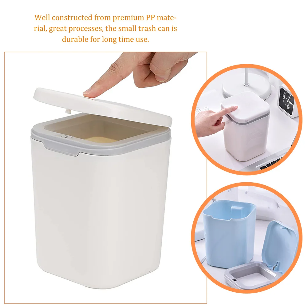 

2Pcs Mini Trash Can for Desk Tabletop Countertop PP Material Portable Practical Home Office Dorm Decorative Waste