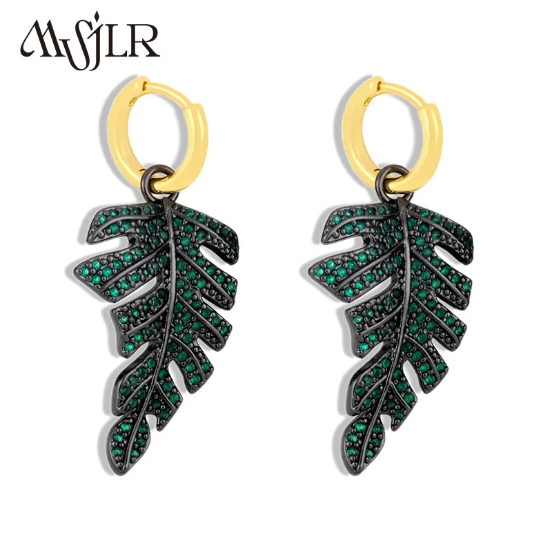 

MVE-048 2023 The Latest Style Of Cool Wind Leaves Earrings Female Exaggerated Zircon Earrings Party Earrings Jewelry INS