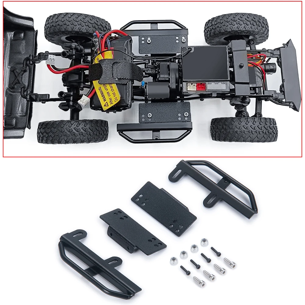 YEAHRUN Metal Rock Sliders Side Pedal for Axial SCX24 Jeep Wrangler JLU Deadbolt Ford Bronco 1/24 RC Crawler Car Parts