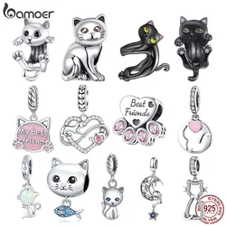 Bamoer 100% 925 Sterling Silver Cat Series Cute Charms Fit Female Bracelet & Bangle Original Beads DIY Making Fine Jewelry