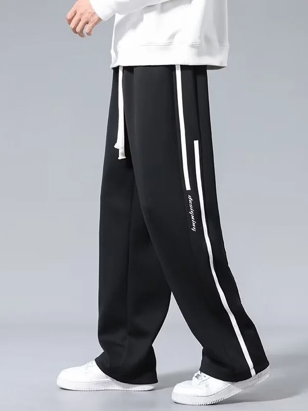

Fashion New Mens Stripe Pants Sports Streetwear Male Exquisite Loose Drawstring Summer Pants Casual Men Straight Trend Pants