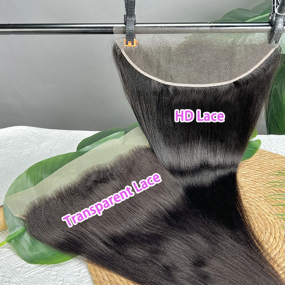 Light Yaki Straight 13x4 Invisible HD Transparent Lace Frontal Human Hair Preplucked Bleached Knots Melted Skin Natural Color