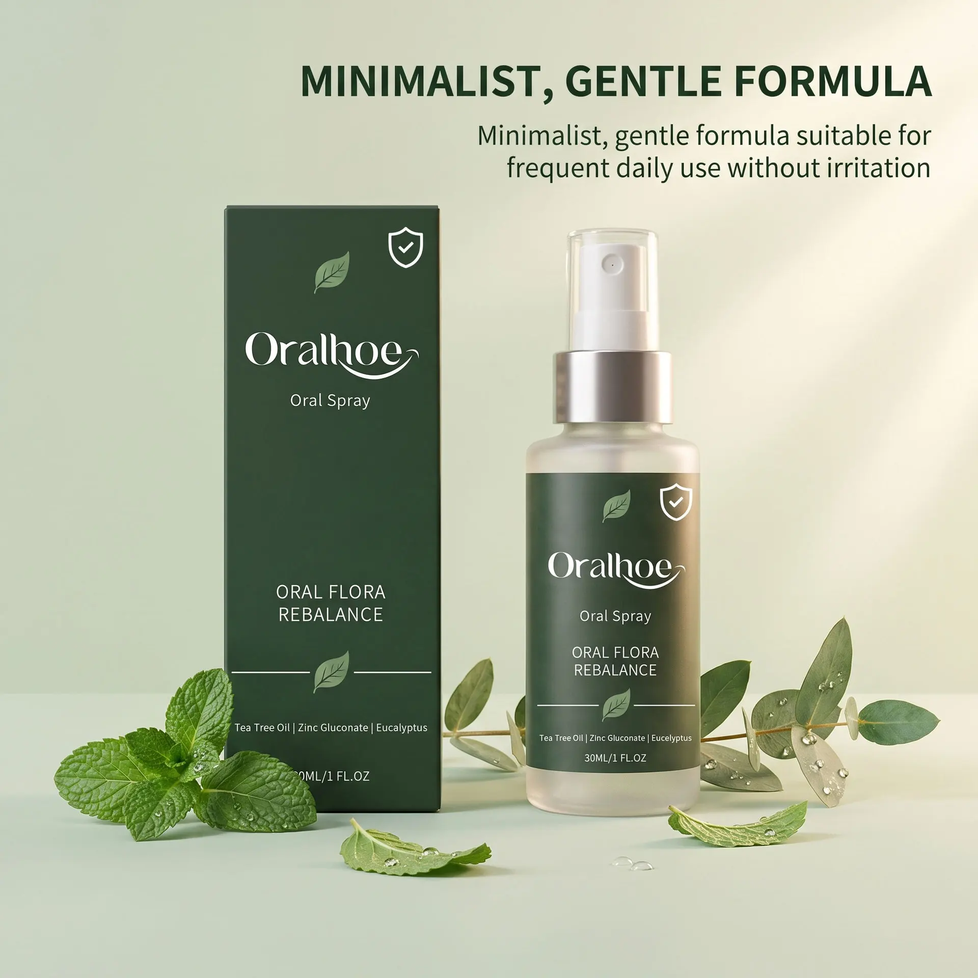Oralhoe Gentle Oral Spray Tea Tree Oil Odor Elimination Enamel Repair Soothe Gum Dryness Nourish Long Lasting Fresh Breath Spray