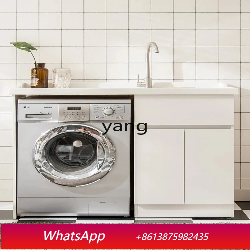 LH   solid wood laundry cabinet balcony cabinet combination high and low washing machine significant other
