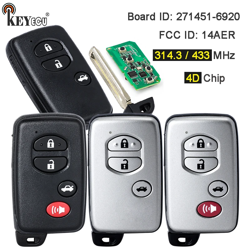 KEYECU 314.3MHz / 433MHz 14AER Board: 271451-6920 Smart Card Remote Key Fob for Subaru Impreza WRX XV Outback Forester 2012+