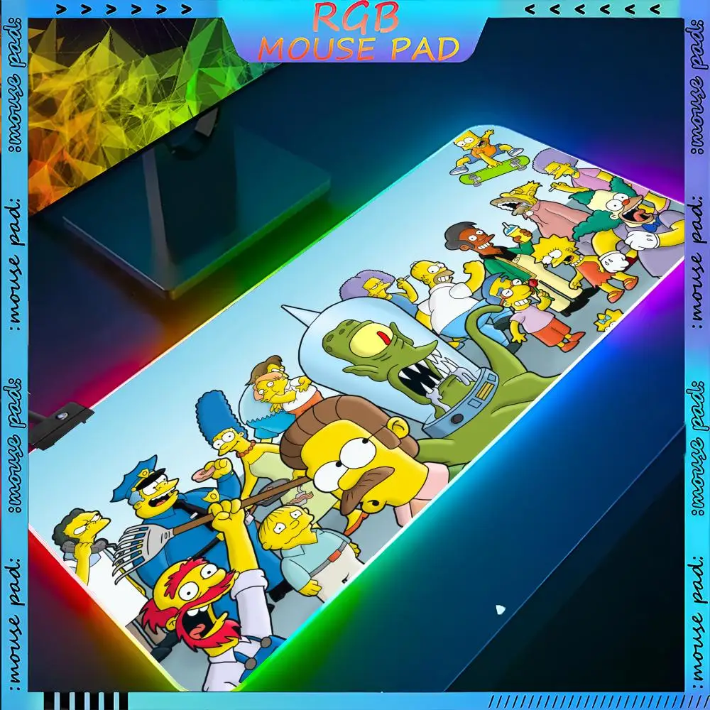 s-Simpsons Mouse Pad RGB Keyboard Cover Desk-mat Colorful Surface Waterproof Multi-size World Computer GamerMause pads Cute Cart