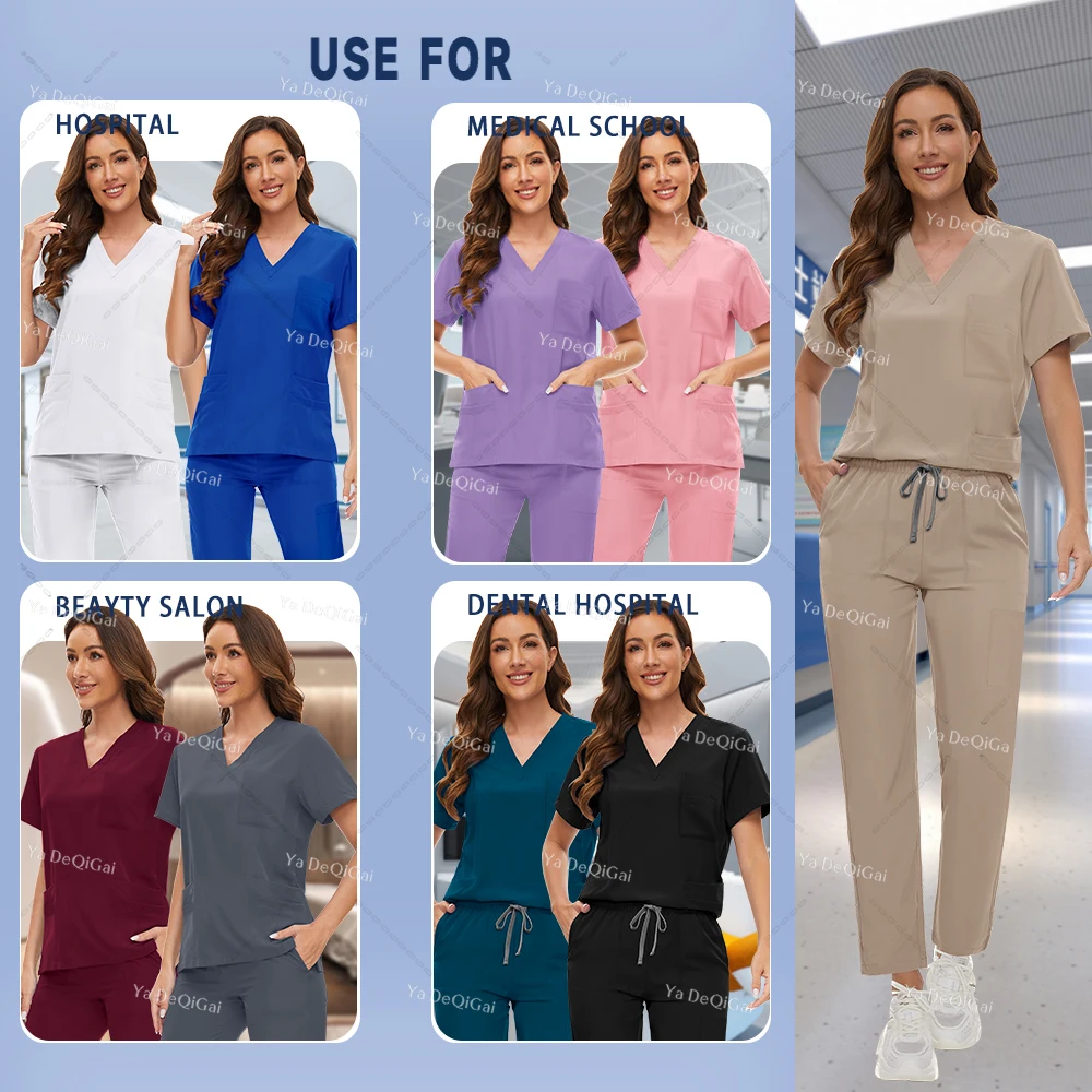 Unisex Medical Scrub Set Women Men Beauty Costume Medical Nurse Uniforms Nursing Clothes Nurse Doctor Dentist Workwear Wholesale