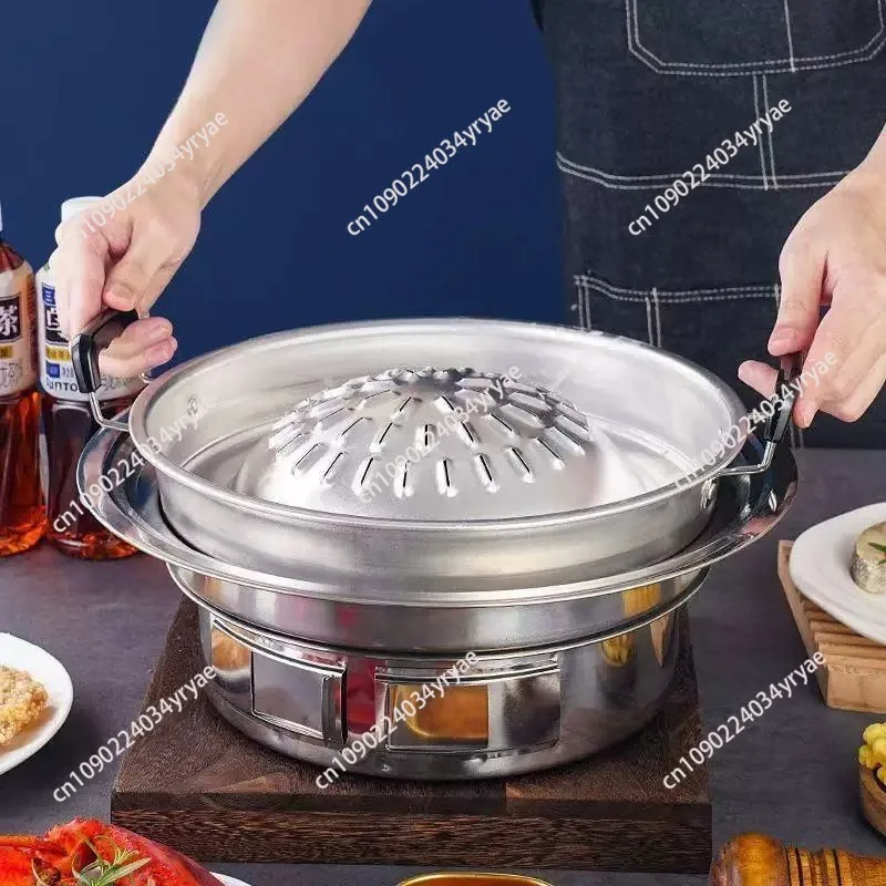 Round Multi-function Thai Picnic Grill Pan Portable 30/35cm Outdoor Roasting Plate Rust-proof Reusable Food Griddle Cooking